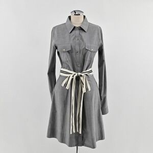 Trovata Donosita‎ Shirtdress Womens Size L Gray Cotton Belted Utility Mini Dress